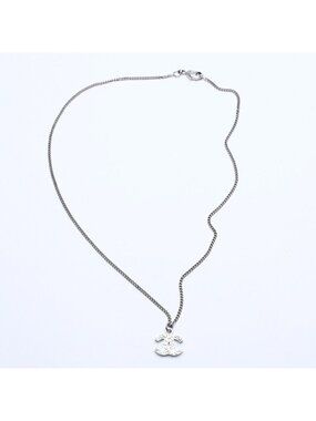 Chanel Necklace CC Logo Rhinestone Silver 11